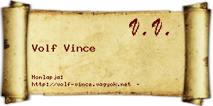 Volf Vince névjegykártya
